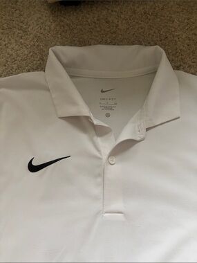 Nike Men's White Dri-FIT Polo Shirt Size Small